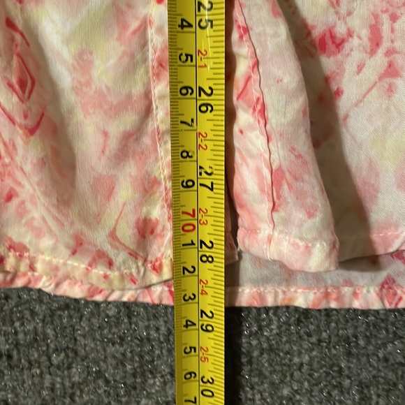 Gloria Vanderbilt Women’s L Button Down Pleated Pink Splash Blouse Tie Sleeve - Picture 7 of 12